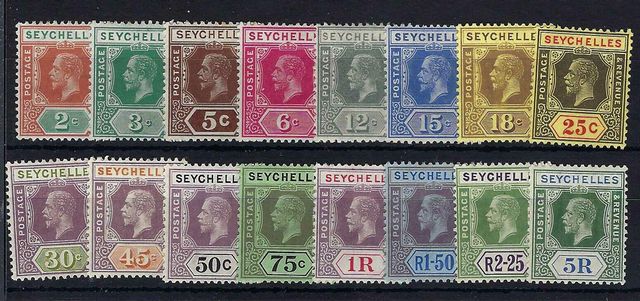 Image of Seychelles SG 82/97 VLMM British Commonwealth Stamp